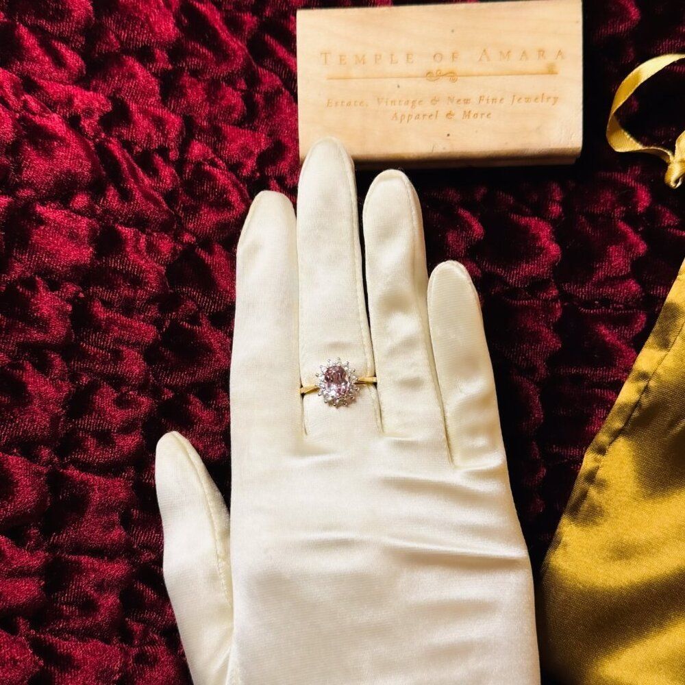 Rose De France Amethyst Ring in 10K Gold -Sz 8.25- Pink Amethyst Halo Ring -2.4g - Picture 14 of 16